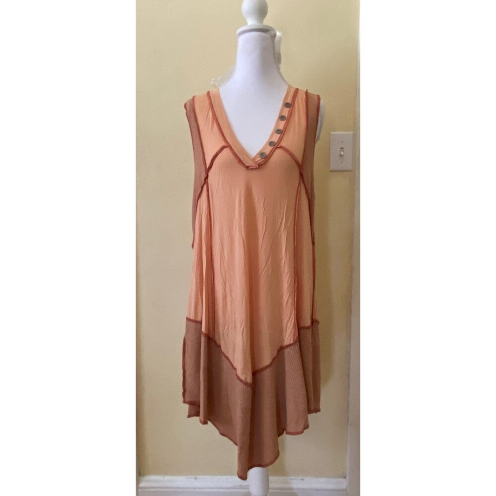 POL dress mini dress tunic boho bohemian NEW POL size small apricot  vneck dress